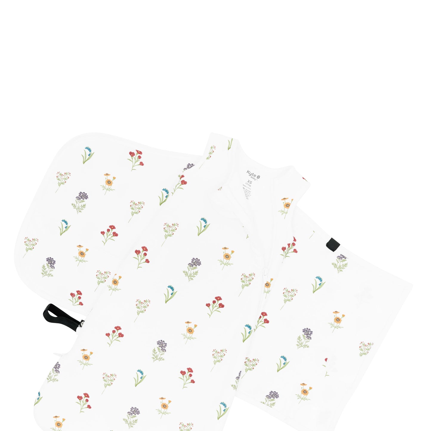Sleep Bag Swaddler in Wildflower 1.0 close up on zipper garage/dual zipper