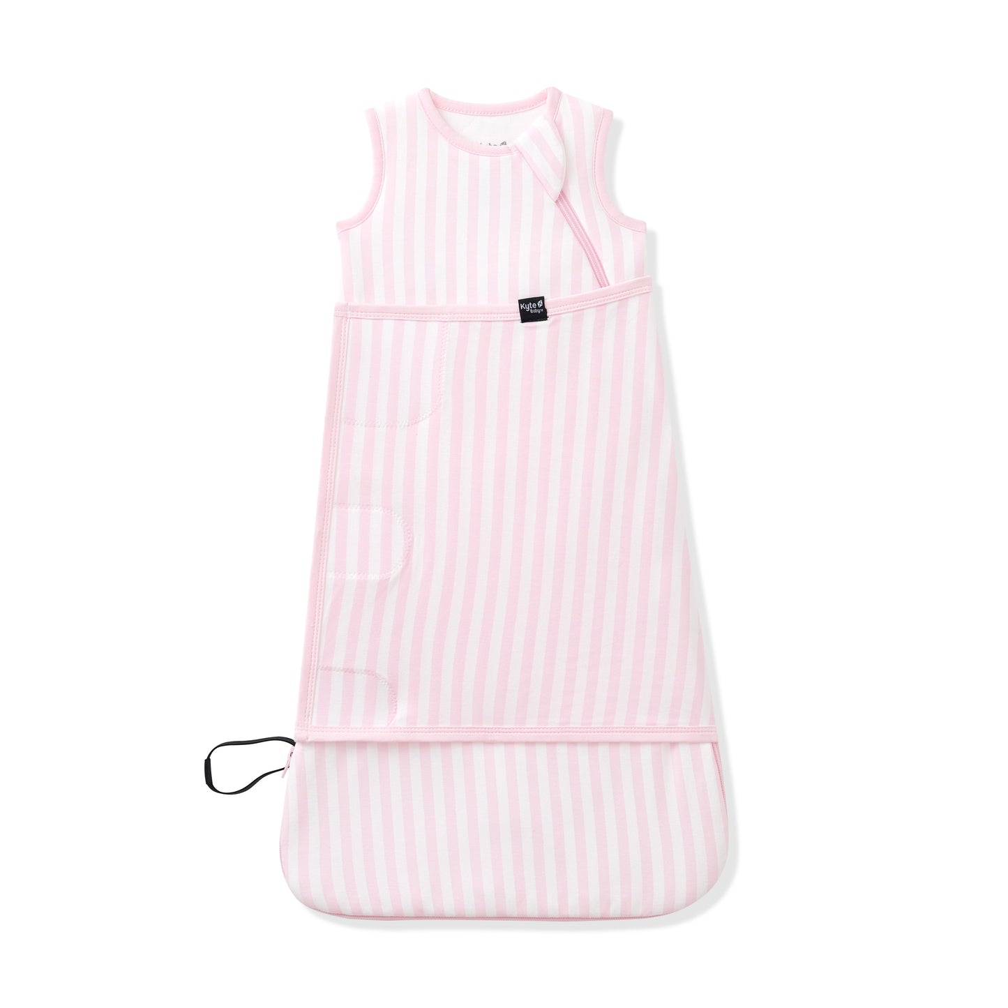 Sleep Bag Swaddler in Small Sakura Stripe 1.0 shown swaddled