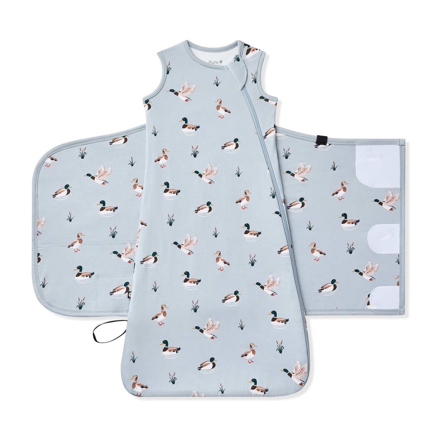 Sleep Bag Swaddler in Mallard Duck 0.5 shown unswaddled