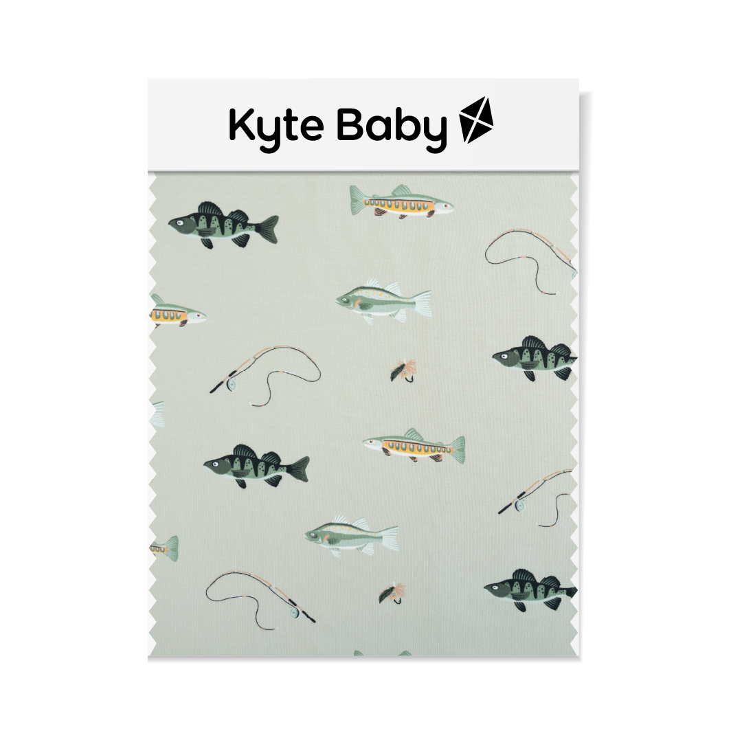Fishing print fabric swatch