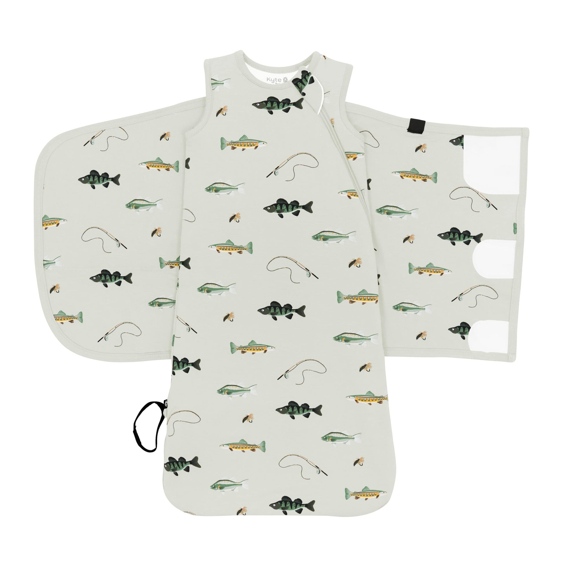 Sleep Bag Swaddler with adjustable velcro in Fishing